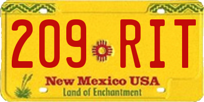 NM license plate 209RIT