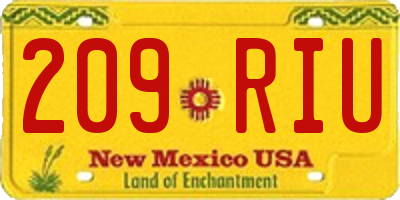 NM license plate 209RIU