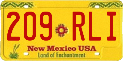 NM license plate 209RLI