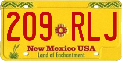 NM license plate 209RLJ