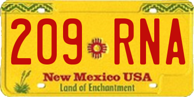 NM license plate 209RNA