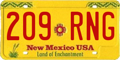 NM license plate 209RNG
