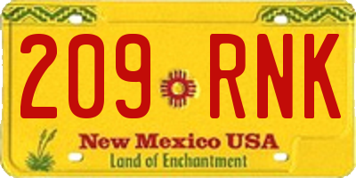 NM license plate 209RNK