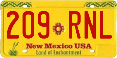 NM license plate 209RNL