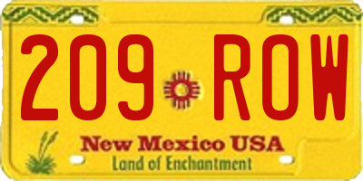 NM license plate 209ROW