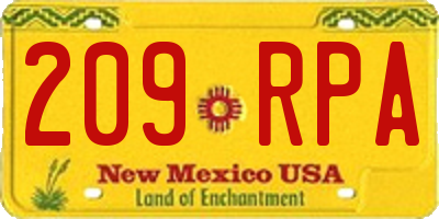 NM license plate 209RPA