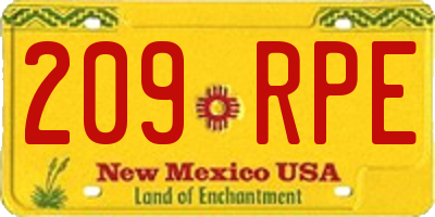 NM license plate 209RPE