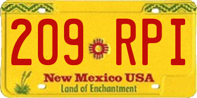 NM license plate 209RPI
