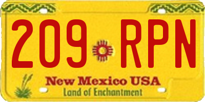 NM license plate 209RPN