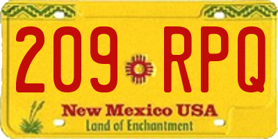 NM license plate 209RPQ