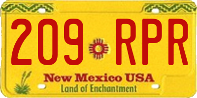 NM license plate 209RPR