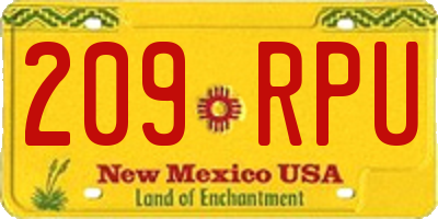 NM license plate 209RPU