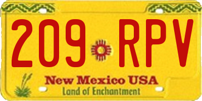NM license plate 209RPV