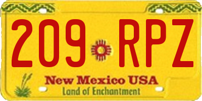 NM license plate 209RPZ