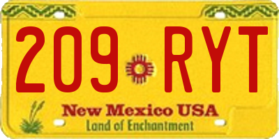 NM license plate 209RYT