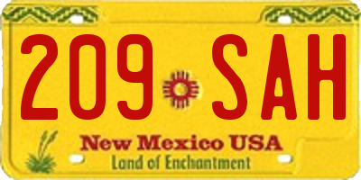 NM license plate 209SAH