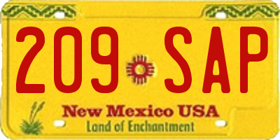 NM license plate 209SAP