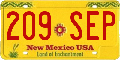 NM license plate 209SEP