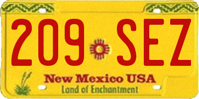 NM license plate 209SEZ