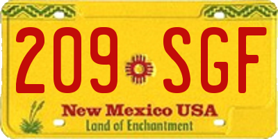 NM license plate 209SGF