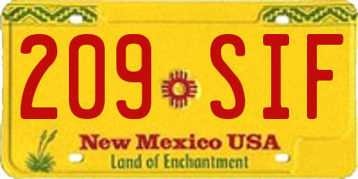 NM license plate 209SIF