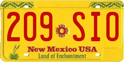 NM license plate 209SIO