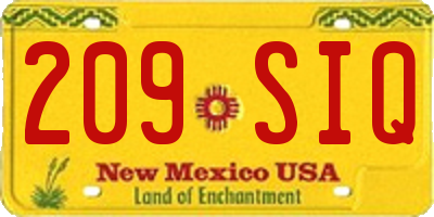 NM license plate 209SIQ