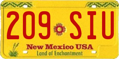 NM license plate 209SIU