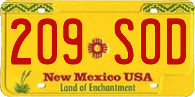 NM license plate 209SOD