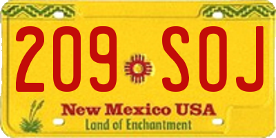NM license plate 209SOJ