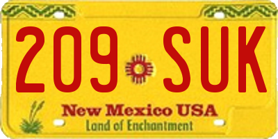 NM license plate 209SUK