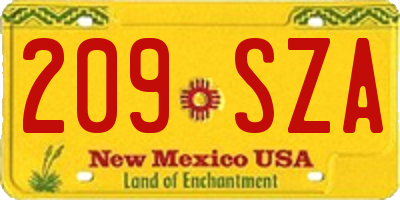 NM license plate 209SZA