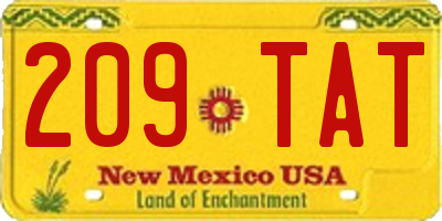 NM license plate 209TAT