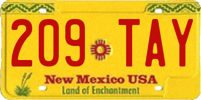 NM license plate 209TAY