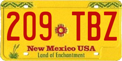 NM license plate 209TBZ
