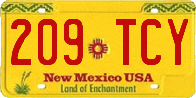 NM license plate 209TCY