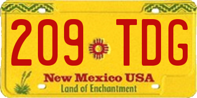 NM license plate 209TDG