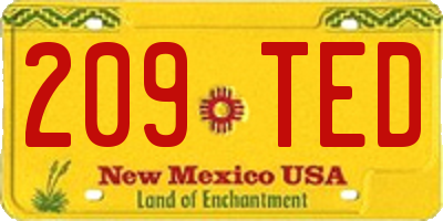NM license plate 209TED