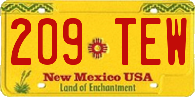 NM license plate 209TEW
