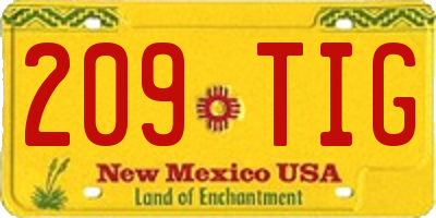 NM license plate 209TIG