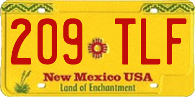 NM license plate 209TLF