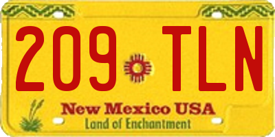 NM license plate 209TLN