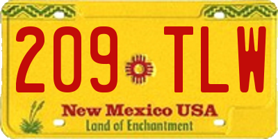 NM license plate 209TLW