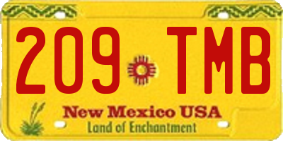 NM license plate 209TMB