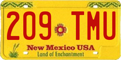 NM license plate 209TMU