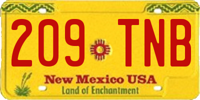 NM license plate 209TNB
