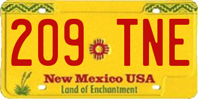NM license plate 209TNE