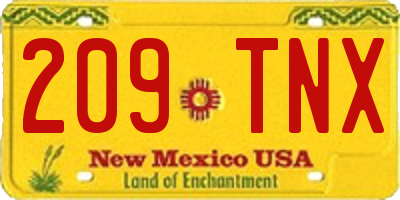 NM license plate 209TNX