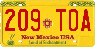 NM license plate 209TOA