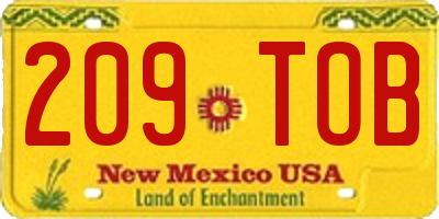 NM license plate 209TOB